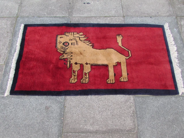 Vintage Shabby Chic Worn Main Fabriqué Traditionnel Oriental Laine Bleu Tapis