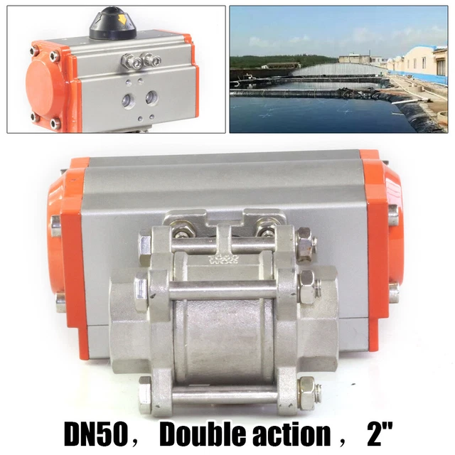 2" Pneumatic Air Actuated Ball Valve Double Acting 1000 psi Stainless Steel 304