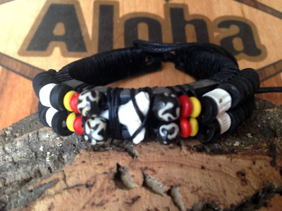 BRACCIALE CUOIO SURF ARTIGIANALE DENTE DI SQUALO POLSINO SUFRISTA UOMO DONNA 