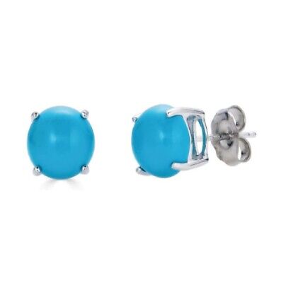 Genuine Turquoise 925 Sterling Silver Women Tiny Studs Earrings