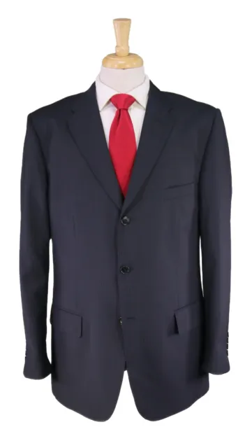 Valentino Roma Navy Blue Thin Striped 3-Btn Luxury Wool Suit 44L