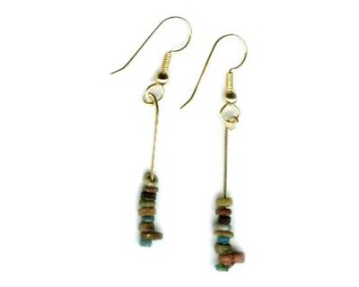 BC1100 Colorful Ancient Egypt Faience Silica Ceramic Proto Glass Earrings 14ktGF