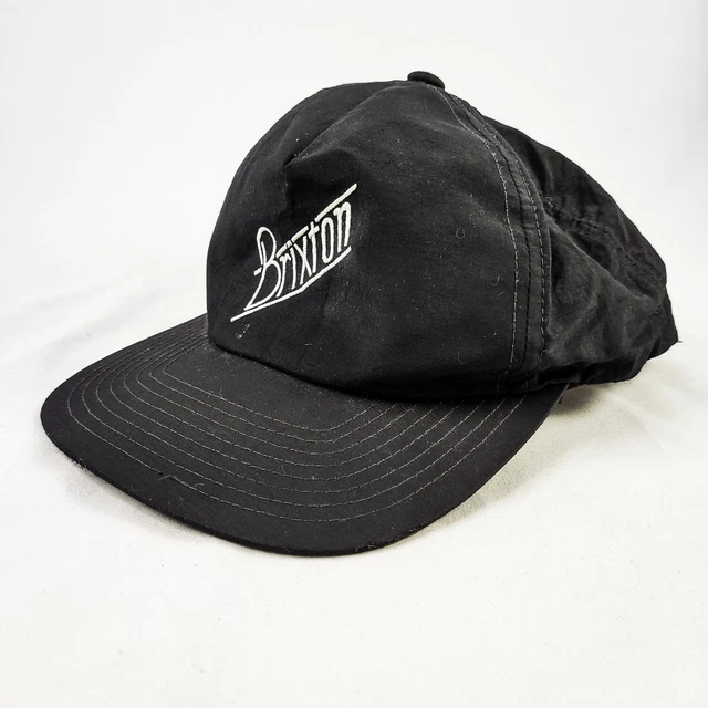 Brixton Black Snapback 5 Panel Cap Nylon Adjustable Curved Brim Vintage