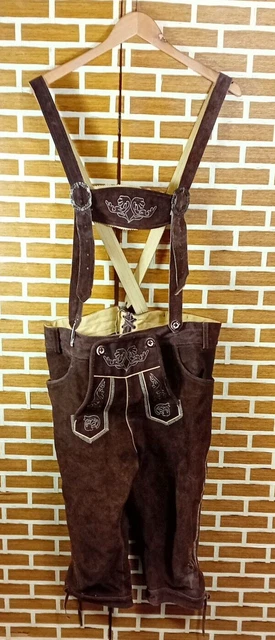 LEDERHOSEN Brown Suede Traditional Bavarian Shorts Size 52