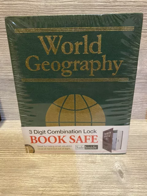 3 Digit Combination Lock Book Safe: World Geography Model 4090 Green