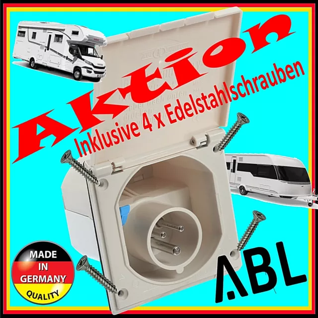 CEE Aussensteckdose WEIß 200-240V, 16A, 3 polig IP44 für Wohnwagen & Wohnwagen