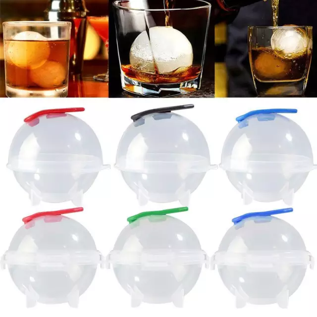 4Pcs Round Ice Cube Ball Maker Molds Silicone Lids Ice Balls Whiskey Cocktai