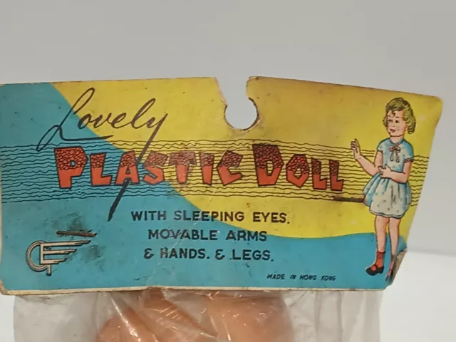 1950s Lovely Plastic Doll Made In Hong Kong 10" " NOS Vintage Rare 2