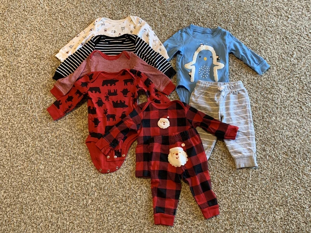 Carters Baby Boy Clothes Lot 6M 6 Month Christmas Holiday Winter 8 Pieces