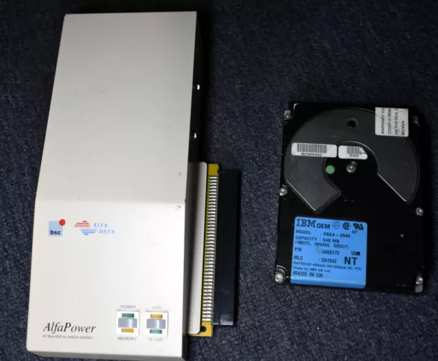 ALFAPOWER EXTERNAL IDE HDD FOR AMIGA 500/500+ with 2 hard drives (working)