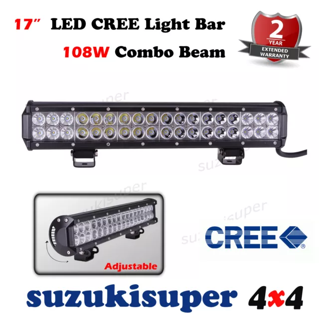 CREE LED Light Bar 17 Inch 108W Combo Spot Flood Beam Work Lamp Offroad 4WD