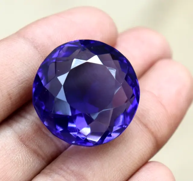 73.15 Ct Certified Natural Gemstone Loose Gemstone Round Shape Purple Amethyst