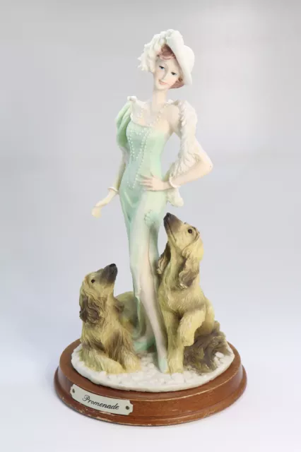 The Leonardo Collection 1930 Promenade Lady Resin Figurine With Two Afghan Dogs