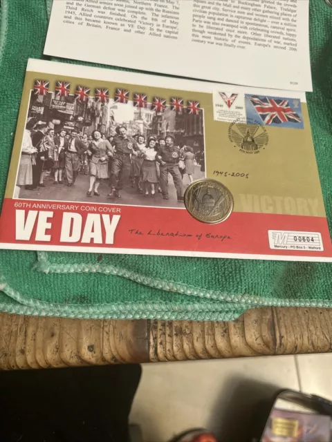 1945-2005 60Th Anniversary Ve Day Bunc £2 Coin Cover Pnc,Stamps,Postmark #00604