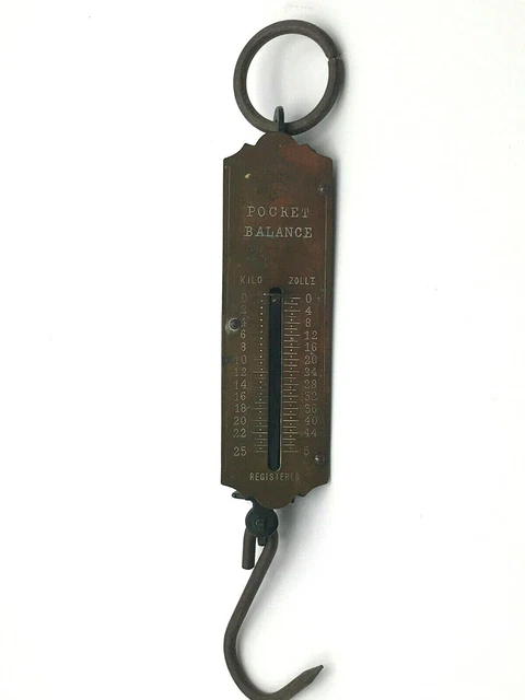Alte Pocket Balance - Waage - Sackwaage - Gepäckwaage - Fischwaage - bis 25 kg