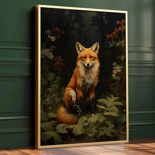 VINTAGE FOX WALL Art Red Fox Picture Animal Portrait Poster Cute 24