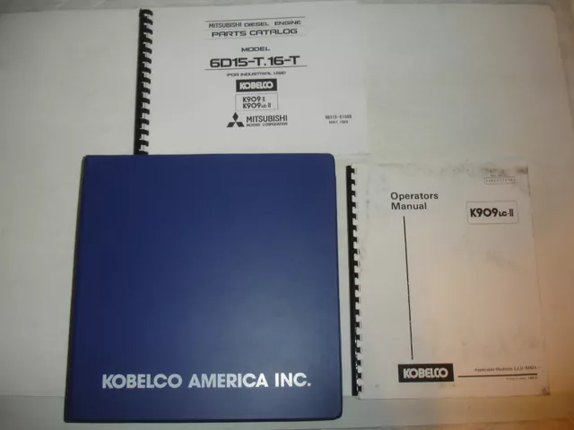 Kobelco 909 K909 K909-II 909LC-II Excavator SHOP MANUAL PARTS Catalog Service