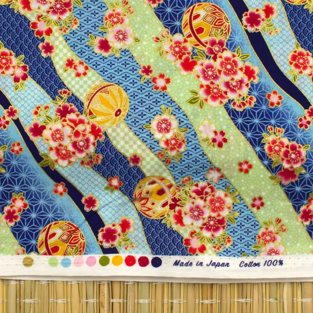 Made In Japan Blue Sakura 100% Cotton Fabric Fat Quarter Quilting FQ #0128