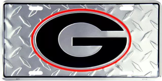 Georgia BullDogs Bull Dogs Diamond Football 6"x12" Aluminum License Plate Tag