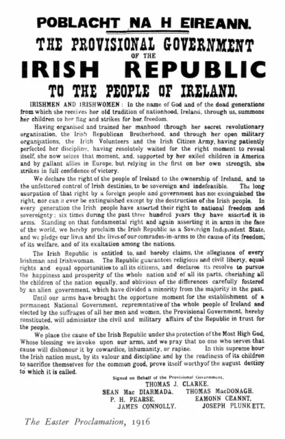 1916 Proclamation Poster Large A3 - Irish Republic Republican Easter Rising
