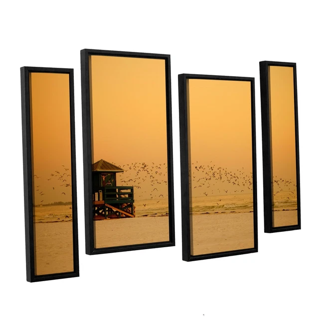 ArtWall Lindsey Janich 'Sunset' 4 Piece Floater Framed  Extra Large