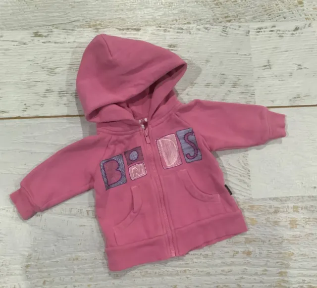 Vintage BONDS baby Girls  sz 0-3 months long sleeve jumper sweater hooded jacket