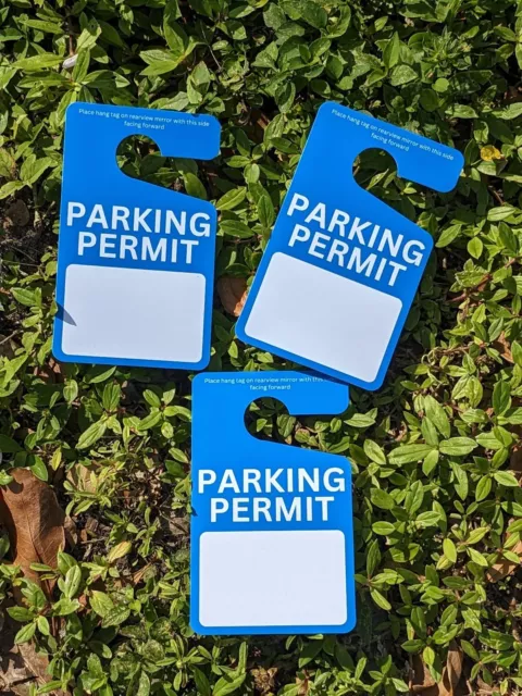 50-Pack Blue Parking Permit Hang Tags, 3" x 5” PVC Temporary Passes for cars 2