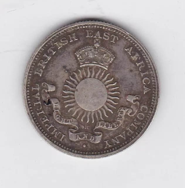 1890 H Mombasa Silver Half Rupee / 8 Annas Coin In Good Very Fine Condiiton.