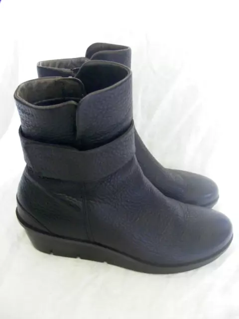 BLACK LEATHER HYDROMAX ANKLE BOOTS by ECCO UK 5.5 ( 5 1/2 ) EU 38