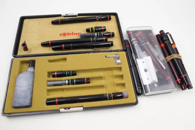 Rotring Technical Drawing Pens Inc Vintage Isograph Pens Boxed Etc Job Lot
