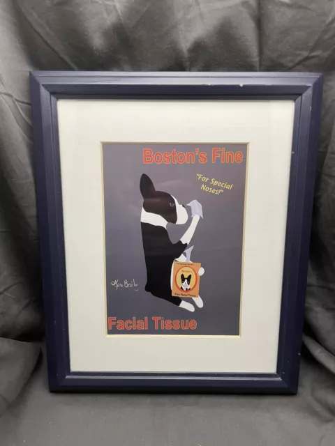 Ken Bailey Boston Terrier framed Art Print 11” x 9” Frame with 7” x 5” print
