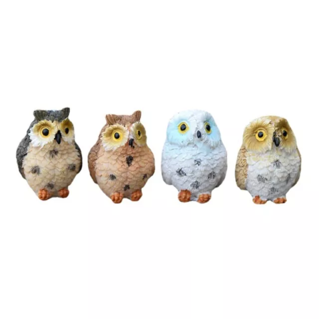 Miniature Resin Owl Figurine Garden Statue Landscape Decor