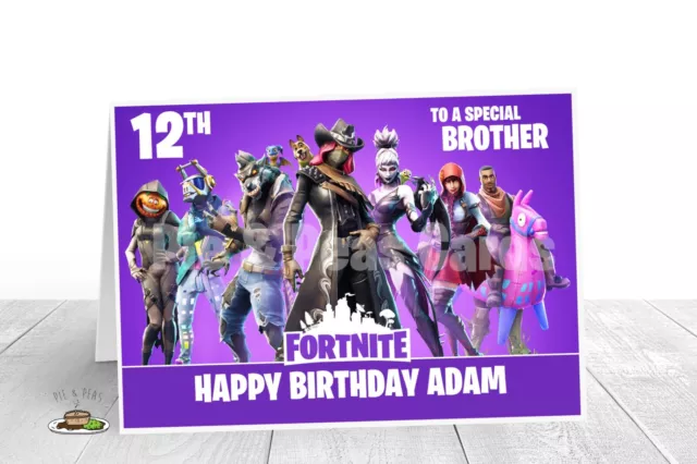Personalised FORNITE Birthday Card - Son Grandson ANY Name Age & Relation 
