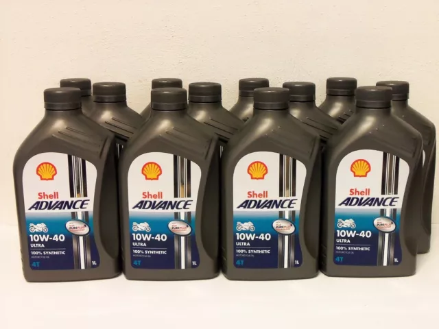 7,74€/l Shell Advance Ultra 4T 10W-40 12  x 1 L fully syn 4-stroke oil