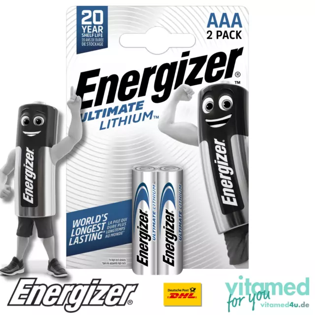 2x FR3 L92 Energizer Ultimate Lithium AAA LR03 MN2400 Micro  1,5V Ministilo R3