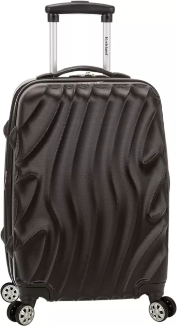 Rockland Melbourne Hardside Spinner Wheel Luggage, Black Wave, Carry-On 20-Inch