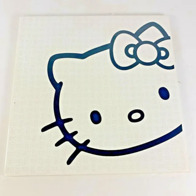 Hello Kitty Deco Tile Ceramic Sanrio Approx 8" x 8" Black & White Head Open Eyes