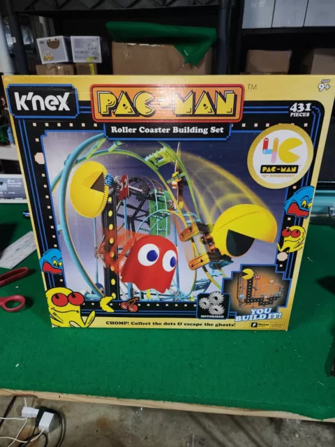 K'NEX PAC-MAN ROLLER COASTER BUILDING SET MOTORIZED 432pc NEW FREE SHIPPING