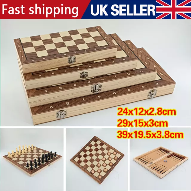 Large Chess Wooden Set Folding Wood Board Game Pieces Sets Chessboard 39*39cm R