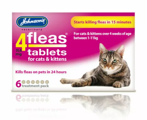 Johnsons 4flea Cat kitten tablets 6pk - Killer fleas treatment tabs