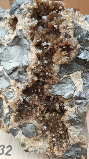 Dogtooth Honey Calcite Geode In Septarian Nodule, Stunning 10kg Specimen