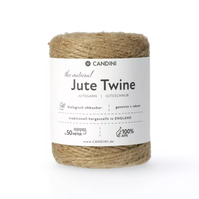 Jutegarn - Natur, 50m, 2-3mm Jute - Schnur Kordel Paketschnur Bastelschnur Deko