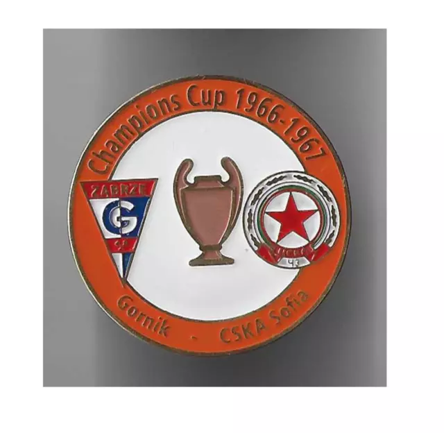 football pin badge Gornik Zabrze Poland - CSKA Sofia Bulgaria 1966-1967 #1