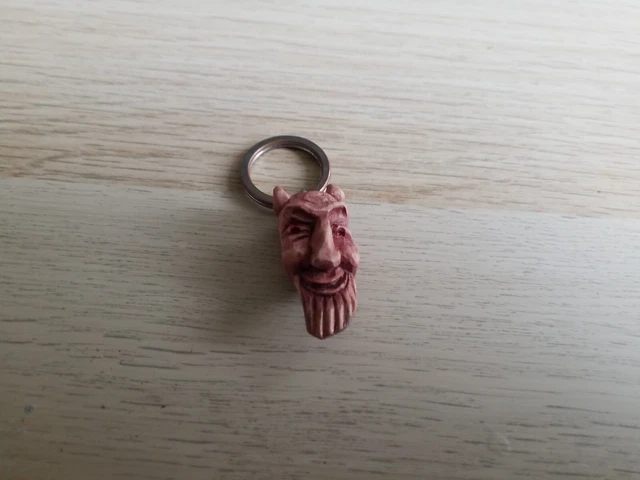 Wooden DEVIL EVIL traditional Handmade, Keychain