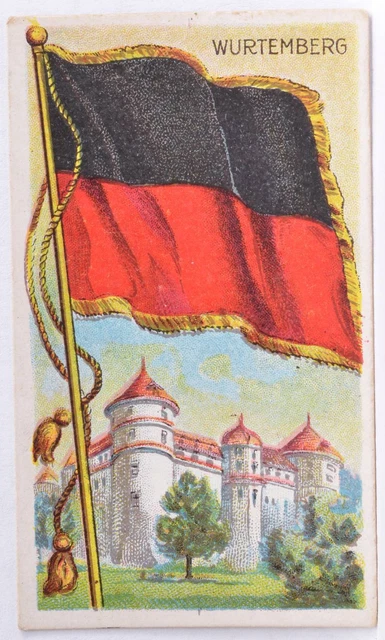 1909 T59 Flags of All Nations Tobacco Card Wurtemberg Sweet Caporal Blue Back