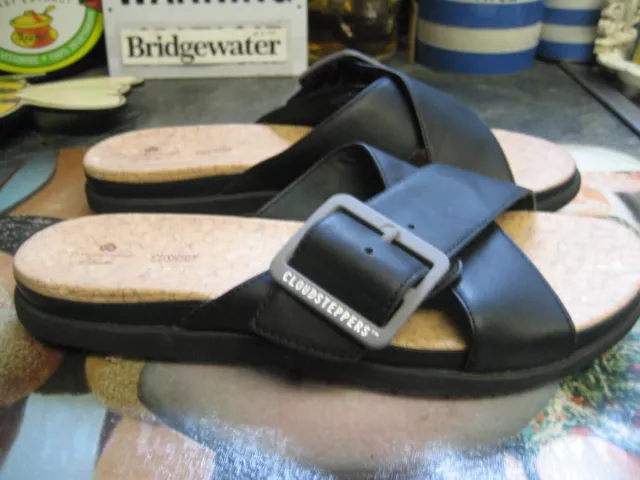 CLARKS CLOUDSTEPPERS CUSHION soft black leather cross strap sandals size uk 6.5 10.78 PicClick UK