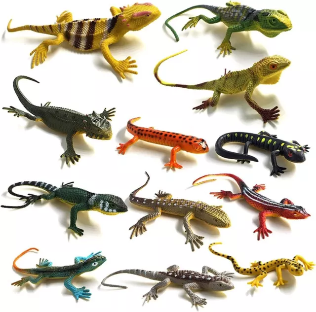 12x Lizard Toys Artificial Model Reptile Rubber Animal Figures Kids Educational