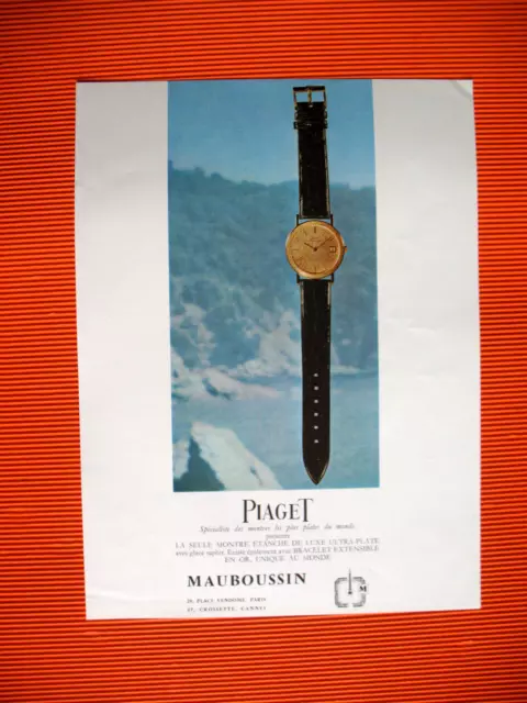 Publicite De Presse Piaget Horlogerie Montre Automatique Ultra Plate Ad 1965