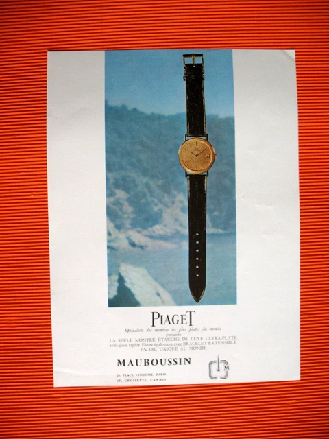 Publicite De Presse Piaget Horlogerie Montre Automatique Ultra Plate Ad 1965