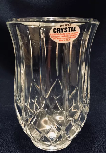 24% Lead Crystal Glass Lantern Chimney 6.5” Tall Candle-Holder Shade clear New